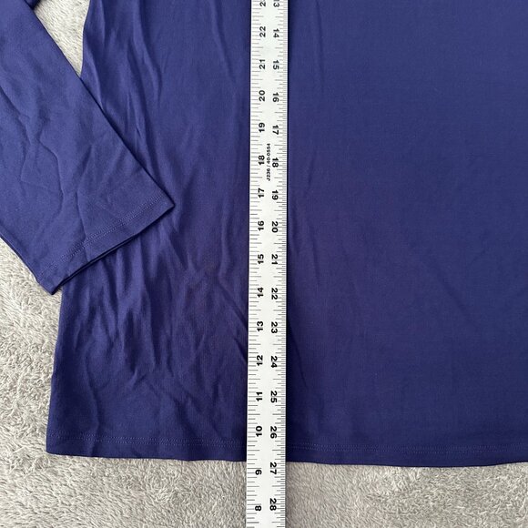 Eileen Fisher 100% Silk Long Sleeve Shirt Blouse Women's size LARGE Purple Blue - Picture 3 of 5